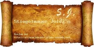 Stiegelmayer Jolán névjegykártya